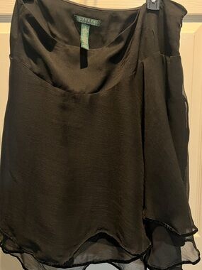 Lauren Ralph Lauren Black Layered Chiffon High-Low Skirt